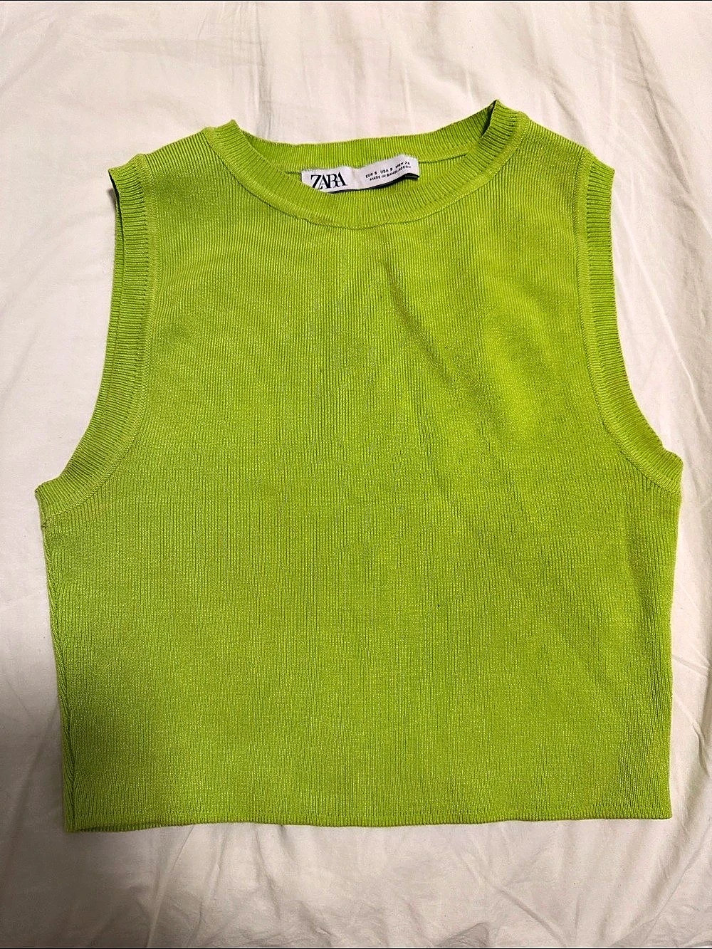 Zara Knit Sleeveless Crop Top in Green
